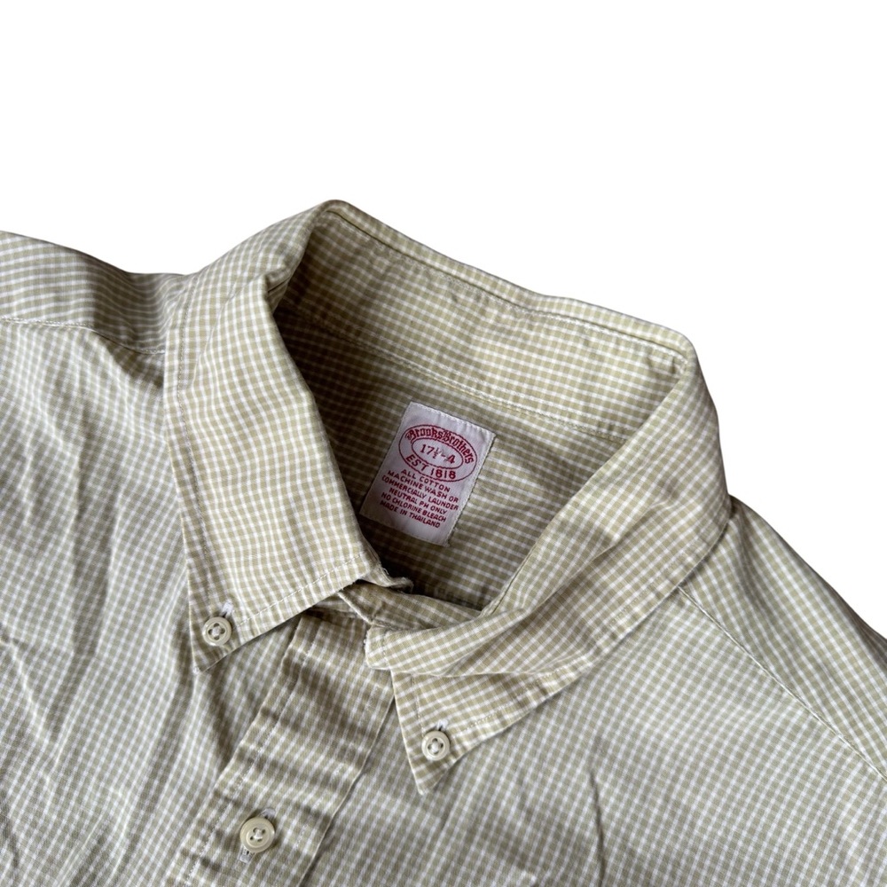Brooks Brothers Light Khaki and White Gingham Button-Down Shirt